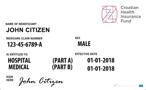 Download Croatia health insurance card Photoshop template